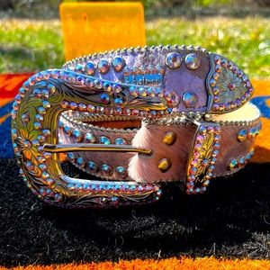 bb Simon Pink belt size 30 Swarovski Crystals